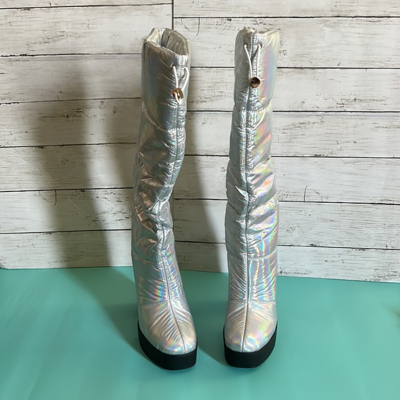 Sun Gurg Quilted Platform High Heel Boots - Picture 3 of 9